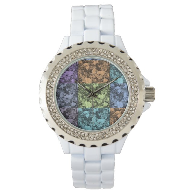 Reloj blanco floral multicolor (Anverso)