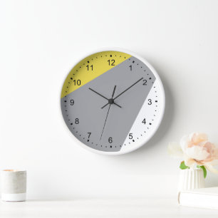 Reloj Blanco gris amarillo Minimalista moderno
