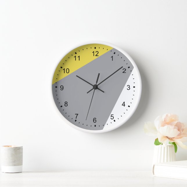 Reloj Blanco gris amarillo Minimalista moderno (Hogar)
