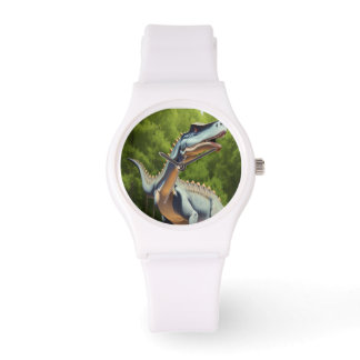 Reloj blanco personalizado de dinosaurios y Person