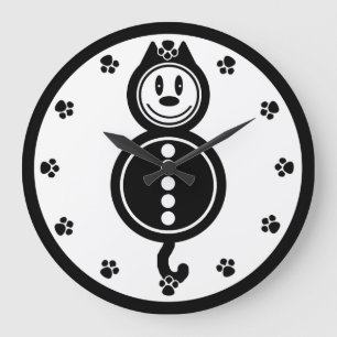 Reloj blanco y negro adorable del gato