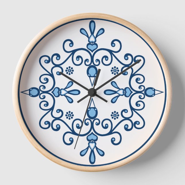 Reloj Blue birds folk design large clock (Anverso)