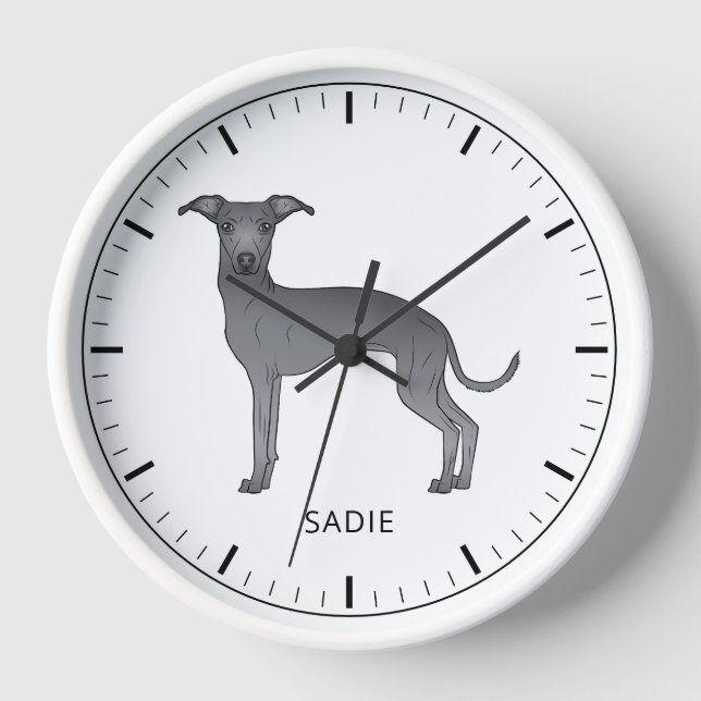 Reloj Blue Italian Greyhound Cute Dog Con Texto Personal (Anverso)
