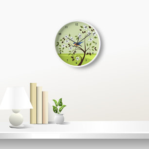 Reloj Bluebird en los bloques de paisajes del árbol