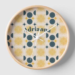 Reloj Boho Sol Luna Estrellas Azul Amarillo Personalizad