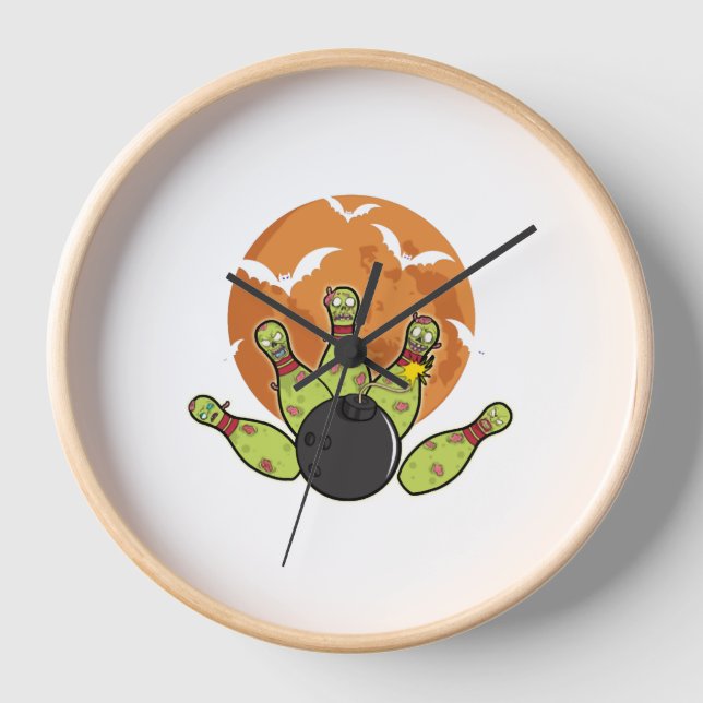 Reloj Bola de Halloween Regalo de Zombie Pins Bats Bowle (Anverso)