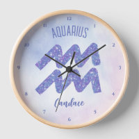 Bonito Aquarius Astrología Rótulo Púrpura Personal