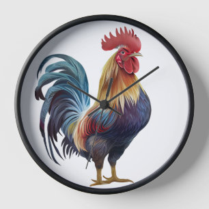 RELOJ BONITO ROOSTER COLORIDO DE COLOR ACUÁTICO
