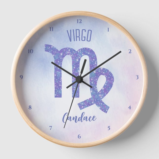Reloj Bonito Virgo Astrología Rótulo Púrpura Personaliza (Anverso)