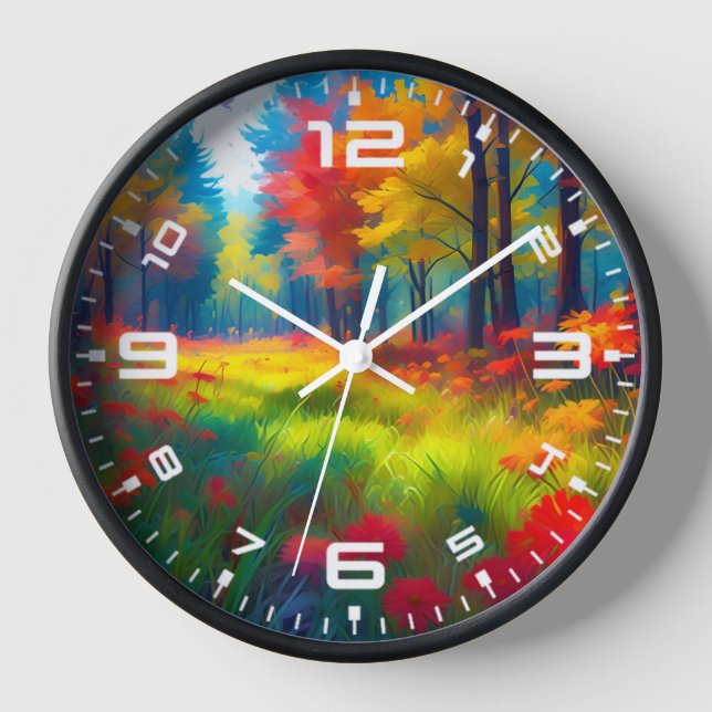 Reloj Bosque con árboles y flores coloridos-47560 (Anverso)