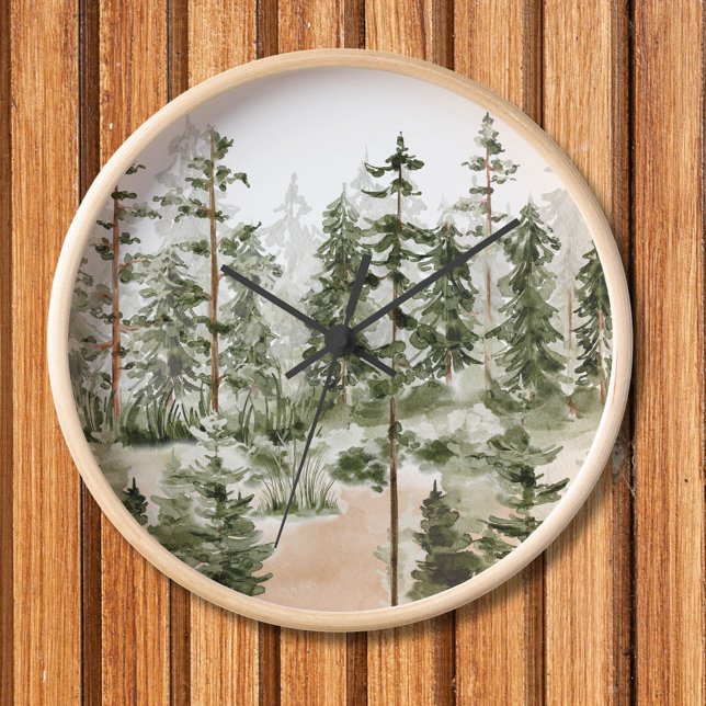 Reloj Bosque Verde Acuarela (In situ wall)