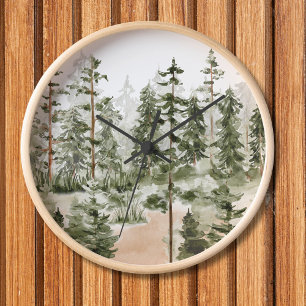 Reloj Bosque Verde Acuarela
