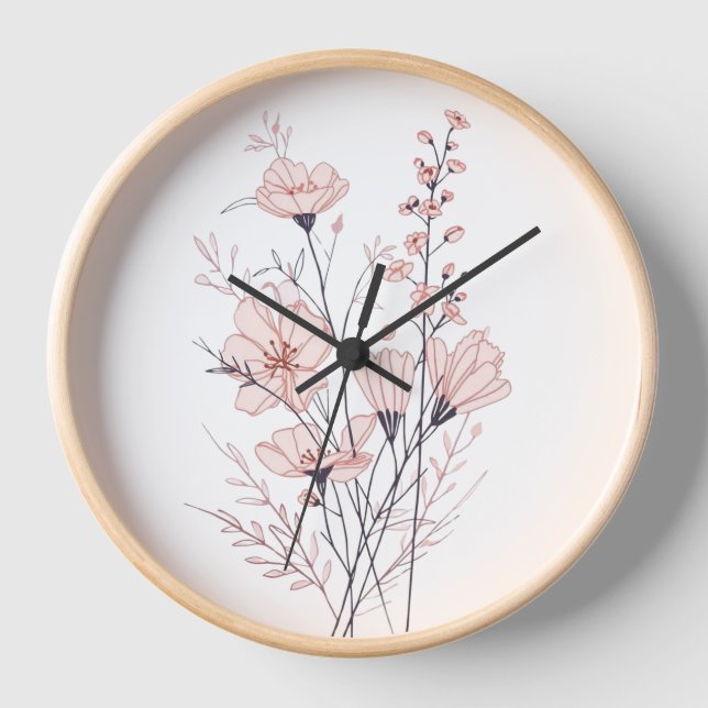 Reloj Botanical Floral Illustration | Minimal Nature Aes (Anverso)