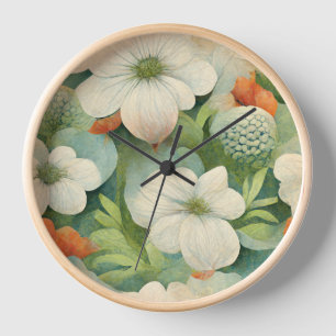 Reloj Botánico blanco y naranja de inspiración japonesa