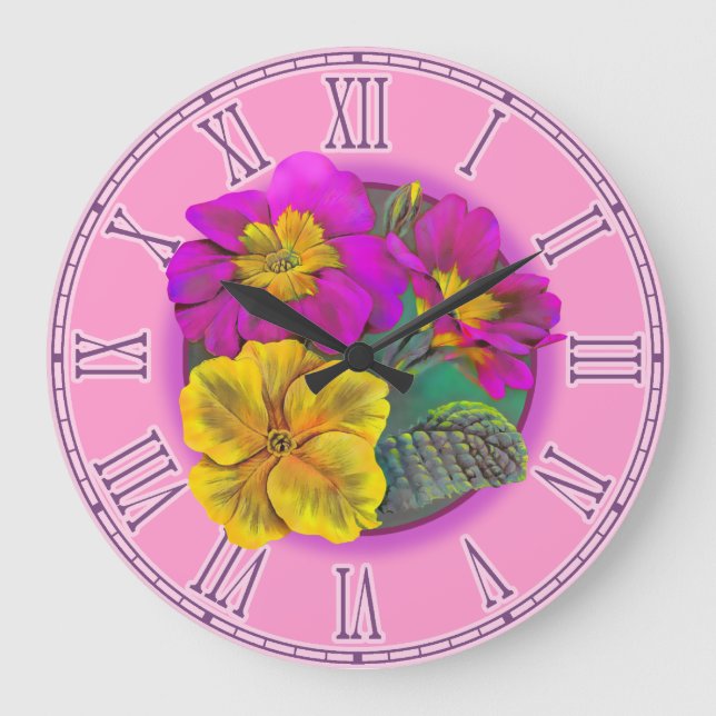 Reloj botánico fino púrpura y amarillo del Primula (Anverso)