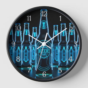 Reloj Botellas de cerveza Blue Neon