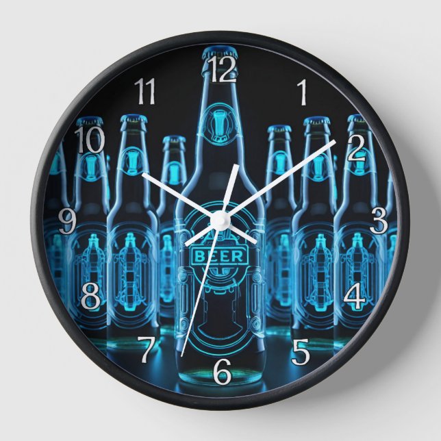Reloj Botellas de cerveza Blue Neon (Anverso)