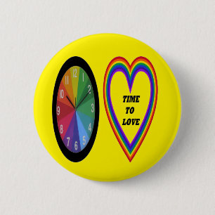 Reloj botón arco iris con tiempo para amar
