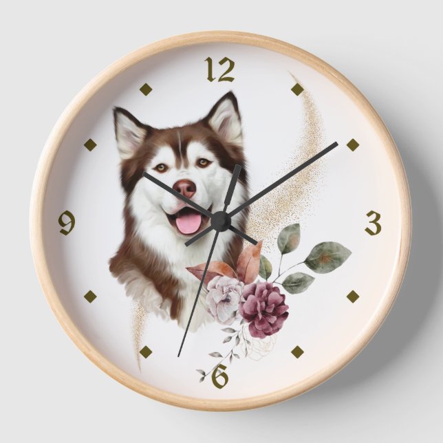 Reloj Bouquet de invierno de Alaskan Malamute