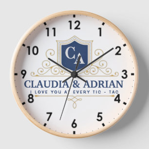 Reloj Bride And Groom Monogram Names Weeding gift