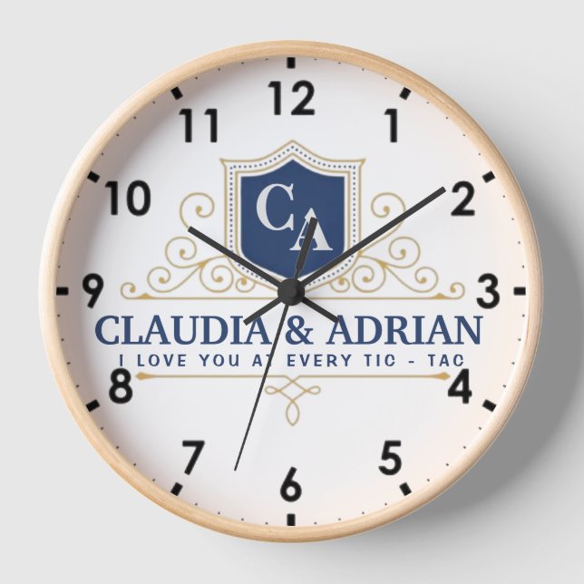 Reloj  Bride And Groom Monogram Names Weeding gift (Anverso)
