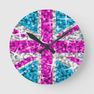 Reloj BRITÁNICO rosado del Glitz redondo