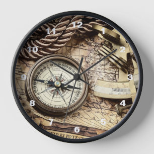 Reloj brújula náutica costera de vapor