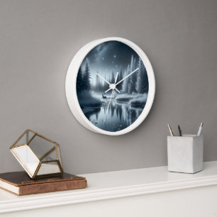 Reloj Buck in a Winter River de noche