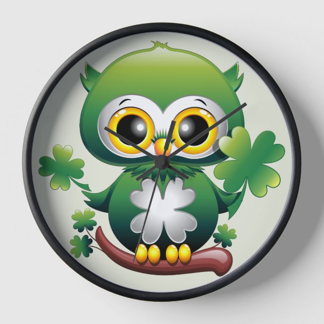 Reloj Búho Bebé Lindo Cartoon de San Patricio (Anverso)