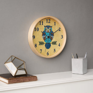 Reloj Búho de Arte Popular Nórdico
