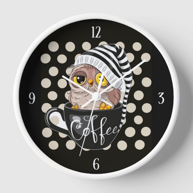 Reloj Búho negro Tan Polka puntos (Anverso)
