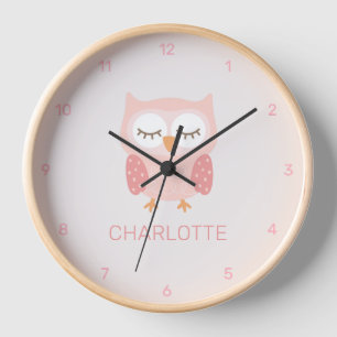 Reloj Búho rosa personalizado