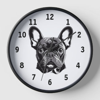 Reloj Bulldog francés personalizado negro y blanco