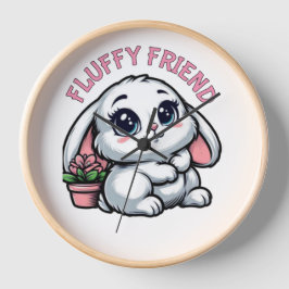 Reloj Bungalow blanco fluffy con maceta de planta