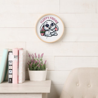 Reloj Bungalow blanco fluffy con maceta de planta