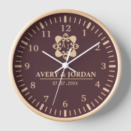 Reloj Burgundy luxury elegant couple Monogram 