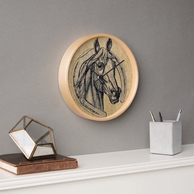 Reloj Caballo Cameo en Burlap (Oficina)
