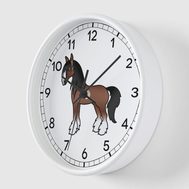 Reloj Caballo de Dibujos Animados Brown Gypsy Vanner Cly (Ángulo)