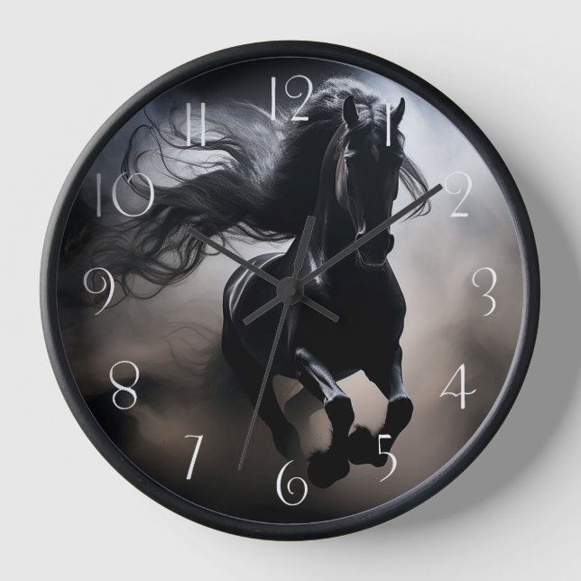 Reloj Caballo frisón negro (Anverso)