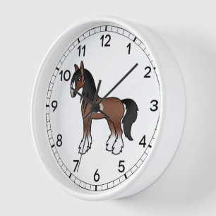Reloj Caballo Personalizado de Brown Gypsy Vanner Clydes