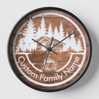 Reloj Cabaña de Campo Rústica | Nombre de Familia Person