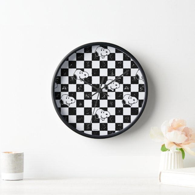 Reloj Cacahuetes | Bandera de Snoopy Checkered (Hogar)