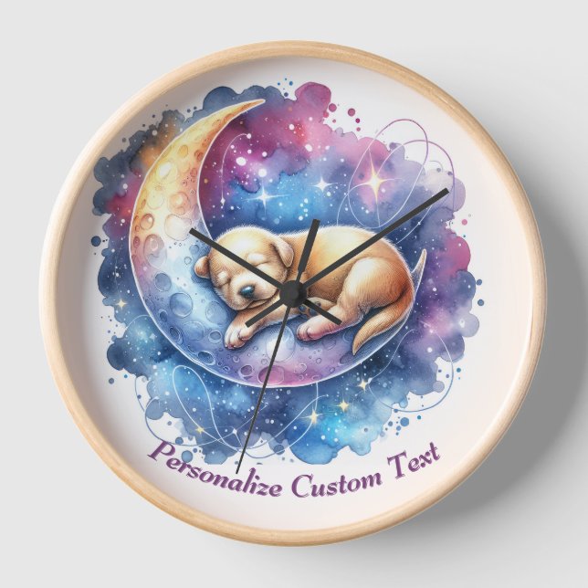 Reloj Cachorro Personalizado Lindo Perro Durmiendo en la (Anverso)