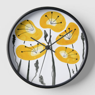 Reloj Cachorros amarillos, flores acuáticas abstractas