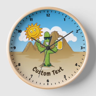 Reloj Cactus con cerveza