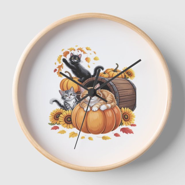 Reloj Caen los gatos Calabazas de otoño Girasol de Acció (Anverso)