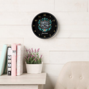Reloj Café Coffeecore Clock Memes Barista Chalkboard