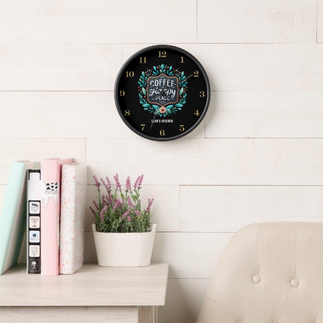 Reloj Café Coffeecore Clock Memes Barista Chalkboard (Sala de lectura)