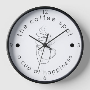 Reloj Cafetería personalizado Añadir su logotipo Minimal