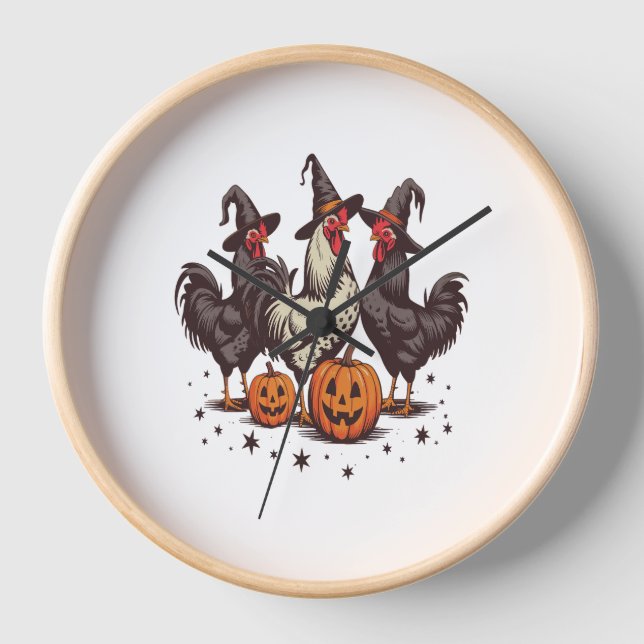 Reloj Caída de la Bruja de Pollo de Calabaza de Hallowee (Anverso)